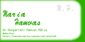 maria hamvas business card